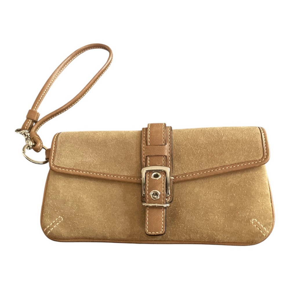 VINTAGE Y2K Coach Hamptons Suede Wristlet #4021 Tan Suede Leather